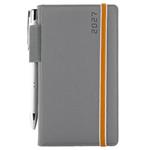 Kalendarz książkowy AMOS tygodniowy kieszonkowy 2027 czeski - szary/pomarańczowa gumka