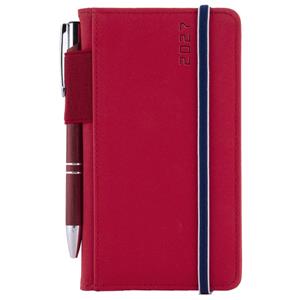 Kalendarz książkowy AMOS tygodniowy kieszonkowy 2027 polski - czerwony/niebieska gumka