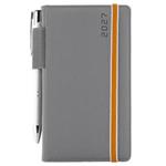 Kalendarz książkowy AMOS tygodniowy kieszonkowy 2027 polski - szary/pomarańczowa gumka