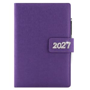 Kalendarz książkowy BRILIANT dzienny B6 2027 polski - fioletowy