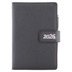 Kalendarz książkowy BRILIANT tygodniowy z notesem A5 2026 CZ/SK - czarny