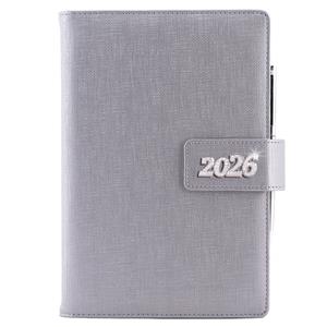 Kalendarz książkowy BRILIANT tygodniowy z notesem A5 2026 CZ/SK - srebrny