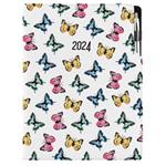 Kalendarz książkowy DESIGN dzienny A4 2024 - Kolorowe motyle
