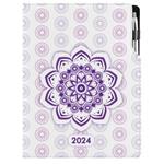 Kalendarz książkowy DESIGN dzienny A4 2024 - Mandala fioletowa
