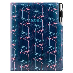 Kalendarz książkowy DESIGN dzienny A4 2025 polski - granatowy - Flamingo