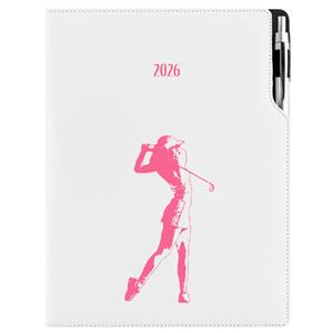 Kalendarz książkowy DESIGN dzienny A4 2026 polski - biały - Golf kobiety