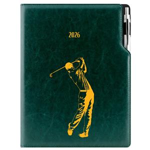 Kalendarz książkowy DESIGN dzienny A4 2026 polski - zielony - Golf mężczyźni
