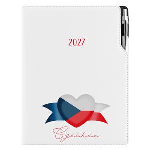 Kalendarz książkowy DESIGN dzienny A4 2027- biały - Czeska - flaga