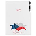 Kalendarz książkowy DESIGN dzienny A4 2027- biały - Czeska - flaga