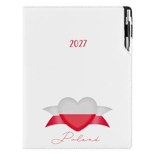 Kalendarz książkowy DESIGN dzienny A4 2027- biały - Polska - flaga