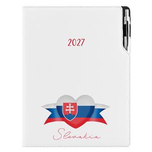 Kalendarz książkowy DESIGN dzienny A4 2027- biały - Słowacja - flaga