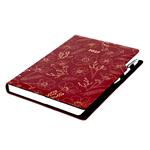 Kalendarz książkowy DESIGN dzienny A4 2027 - bordowy - kwiaty