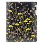 Kalendarz książkowy DESIGN dzienny A4 2027- czarny - łąka