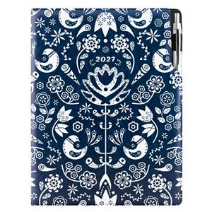 Kalendarz książkowy DESIGN dzienny A4 2027- granatowy - Folk