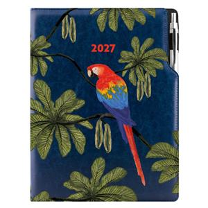 Kalendarz książkowy DESIGN dzienny A4 2027- granatowy - papuga