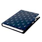 Kalendarz książkowy DESIGN dzienny A4 2027 - niebieski - marynarz - kotwice