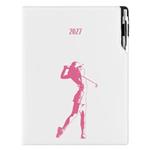 Kalendarz książkowy DESIGN dzienny A4 2027 polski - biały - Golf kobiety