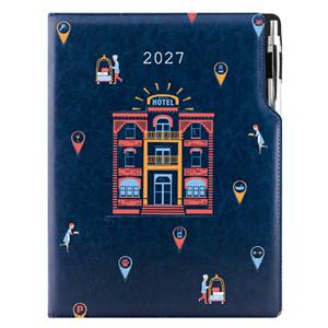 Kalendarz książkowy DESIGN dzienny A4 2027 polski - granatowy - Hotel