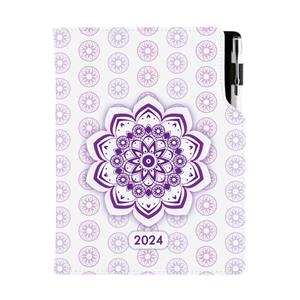 Kalendarz książkowy DESIGN dzienny A5 2024 czeski - Mandala fioletowa