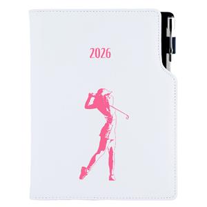 Kalendarz książkowy DESIGN dzienny A5 2026 czeski - biały - Golf kobiety