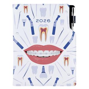 Kalendarz książkowy DESIGN dzienny A5 2026 slowacki - biały - Dentysta
