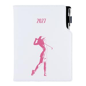 Kalendarz książkowy DESIGN dzienny A5 2027 czeski - biały - Golf kobiety