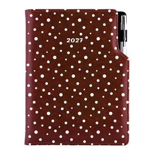 Kalendarz książkowy DESIGN dzienny A5 2027 czeski - brązowy - kropki