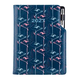 Kalendarz książkowy DESIGN dzienny A5 2027 słowacki - granatowy - Flamingo
