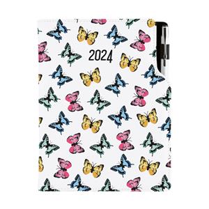 Kalendarz książkowy DESIGN dzienny B6 2024 polski - Kolorowe motyle