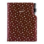 Kalendarz książkowy DESIGN dzienny B6 2027 - brązowy - kropki