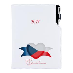 Kalendarz książkowy DESIGN dzienny B6 2027 polski - biały - Czeska - flaga
