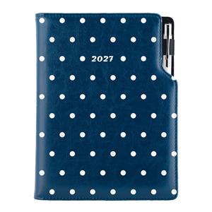 Kalendarz książkowy DESIGN dzienny B6 2027 polski - granatowye - groszki