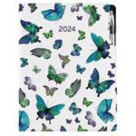Kalendarz książkowy DESIGN tygodniowy A4 2024 - Niebieskie motyle