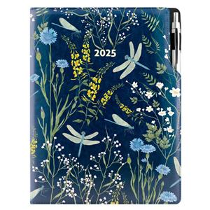 Kalendarz książkowy DESIGN tygodniowy A4 2025 - granatowy - ważki