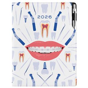 Kalendarz książkowy DESIGN tygodniowy A4 2026 czeski - biały - Dentysta