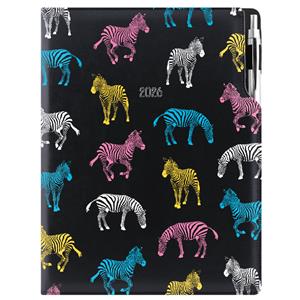 Kalendarz książkowy DESIGN tygodniowy A4 2026 czeski - czarny - Zebra