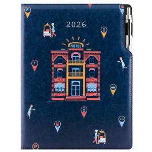 Kalendarz książkowy DESIGN tygodniowy A4 2026 polski - granatowy - Hotel