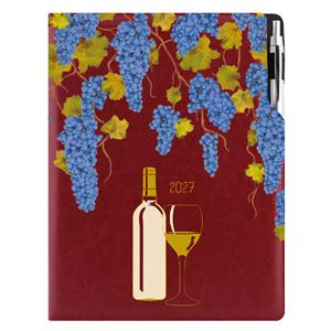 Kalendarz książkowy DESIGN tygodniowy A4 2027 czeski - bordo - Wino