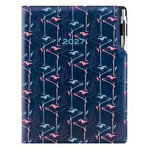 Kalendarz książkowy DESIGN tygodniowy A4 2027 - granatowy - Flamingo