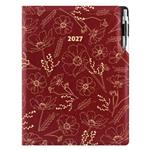 Kalendarz książkowy DESIGN tygodniowy A4 2027 polski - bordo - kwiaty