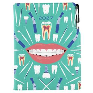 Kalendarz książkowy DESIGN tygodniowy A4 2027 polski - miętowy - Dentysta
