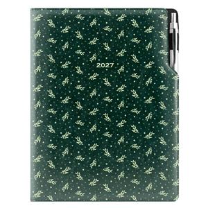 Kalendarz książkowy DESIGN tygodniowy A4 2027 - zielony - gałązki