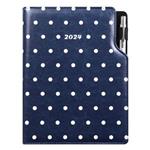 Kalendarz książkowy DESIGN tygodniowy A5 2024 czeski - niebieski - groszki