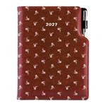 Kalendarz książkowy DESIGN tygodniowy A5 2027 czeski - brązowy - biały kwiat