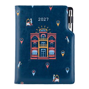 Kalendarz książkowy DESIGN tygodniowy A5 2027 czeski - granatowy - Hotel