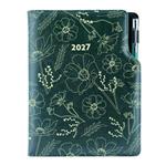 Kalendarz książkowy DESIGN tygodniowy A5 2027 czeski - zielony - kwiatki