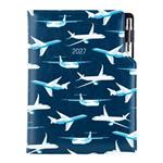 Kalendarz książkowy DESIGN tygodniowy A5 2027 polski - granatowy - Samoloty