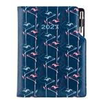 Kalendarz książkowy DESIGN tygodniowy A5 2027 słowacki - granatowy - Flamingo