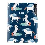 Kalendarz książkowy DESIGN tygodniowy B5 2027 - niebieski - koń