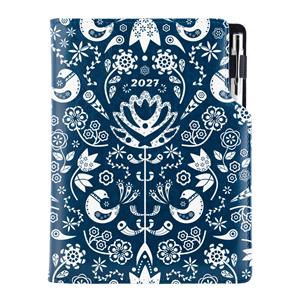 Kalendarz książkowy DESIGN tygodniowy B5 2027 polski - granatowy - Folk